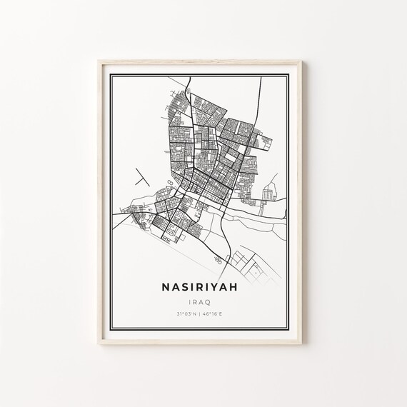Nasiriyah Iraq Minimalist Black and White City Map Art Poster