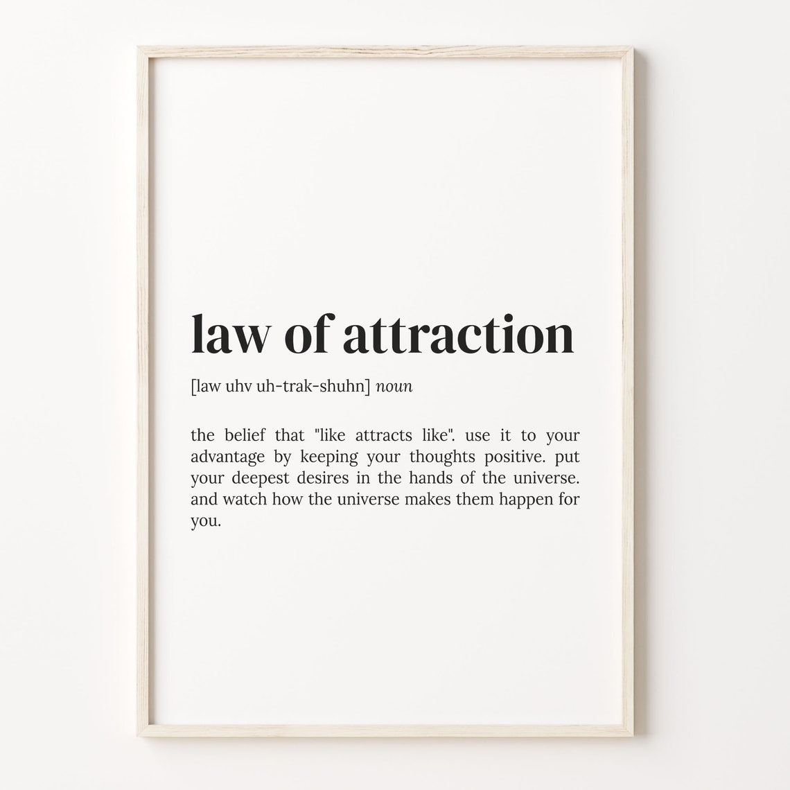 Law of Attraction Dictionary Definition Typography Quote Poster
