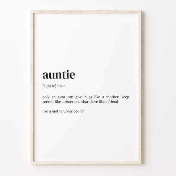 Auntie Definition Print Dictionary Poster Quote Wall Art Funny Auntie Art Gift For Family Best Auntie Gift Gifts For Dad C17 19