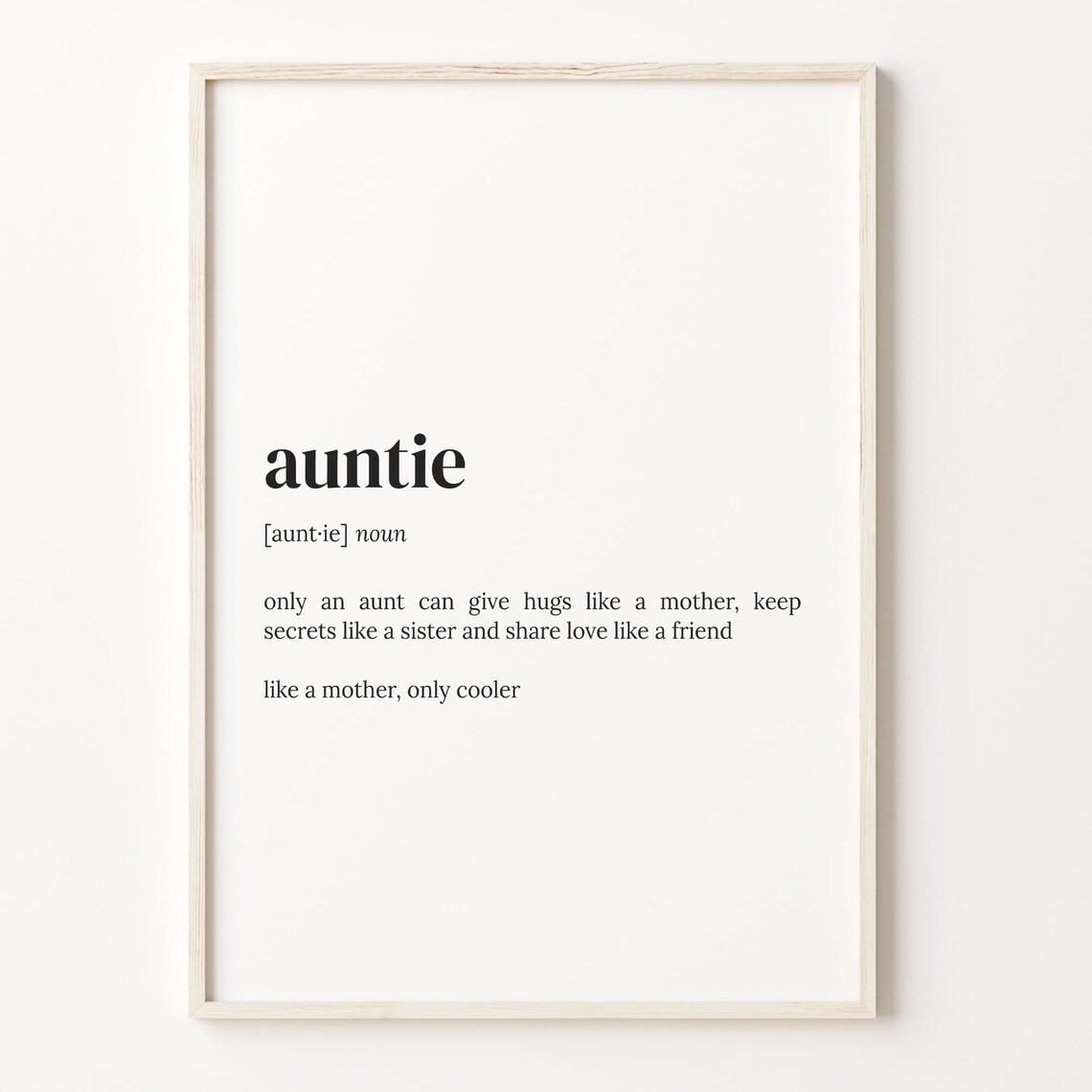 Auntie Definition Print Dictionary Poster Quote Wall Art Funny Auntie Art Gift For Family Best Auntie Gift Gifts For Dad C17 19