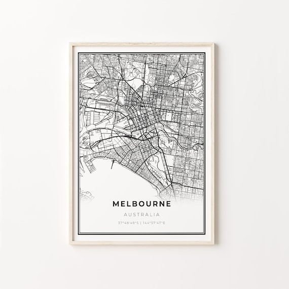 Melbourne Australia Minimalist Black And White City Map Art Poster
