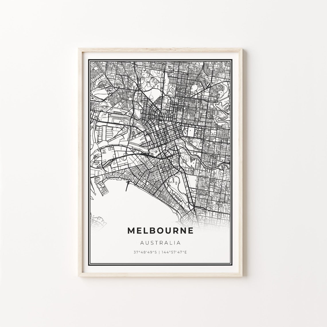 Melbourne Australia Minimalist Black And White City Map Art Poster