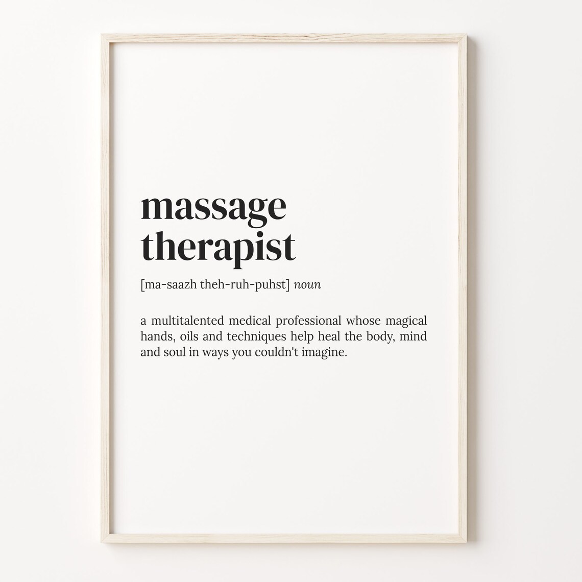 Massage Therapist Dictionary Definition Quote Poster