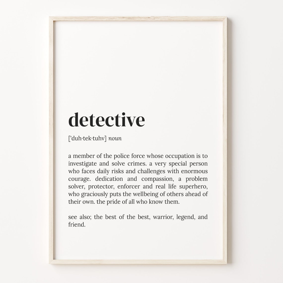 Detective Dictionary Definition Real Life Superhero Quote Poster