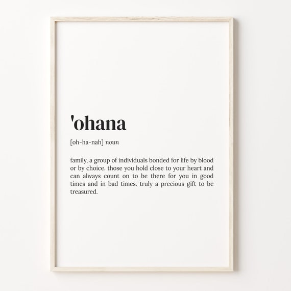 Ohana Definition Quote Poster, Family Wall Art