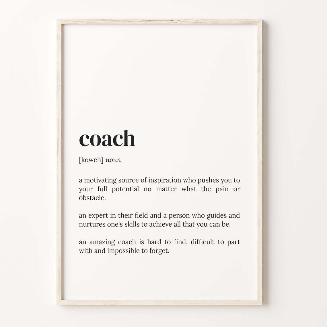 Coach Definition Dictionary Poster Quote Art