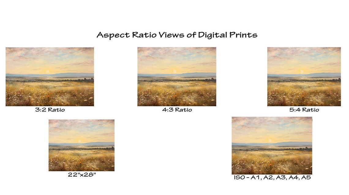 Sunset Meadow Oil Painting Vintage Landscape For Home Dcor Wall Art - Image 2