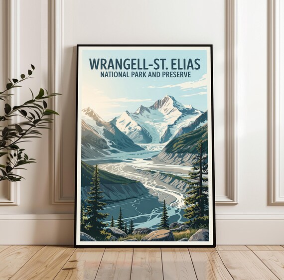 Wrangell-St. Elias National Park Glacier Peaks Scenic Travel Poster