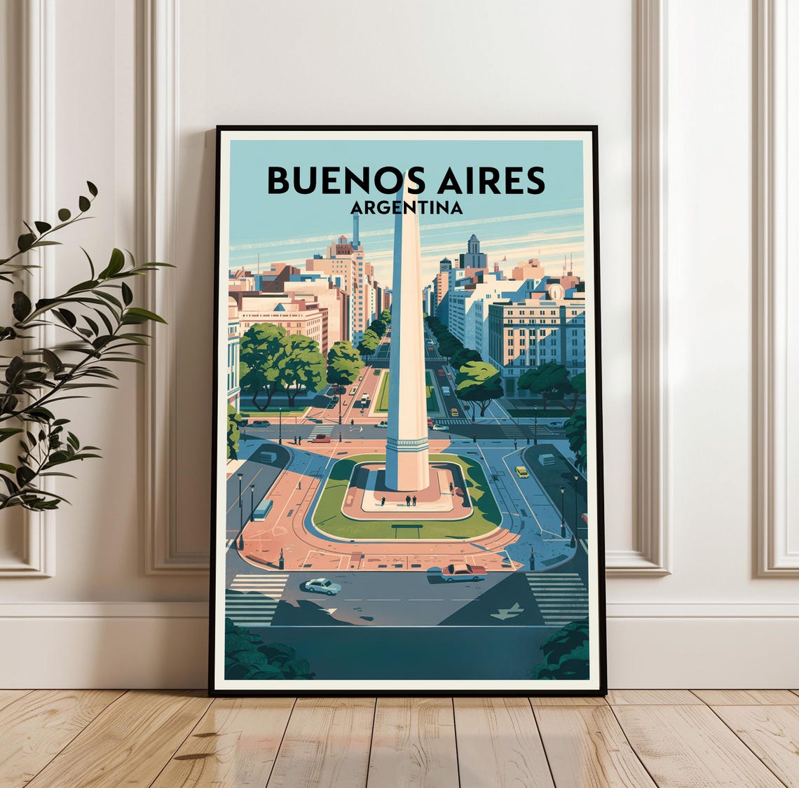 Buenos Aires Argentina Vintage Travel Poster With City Obelisk