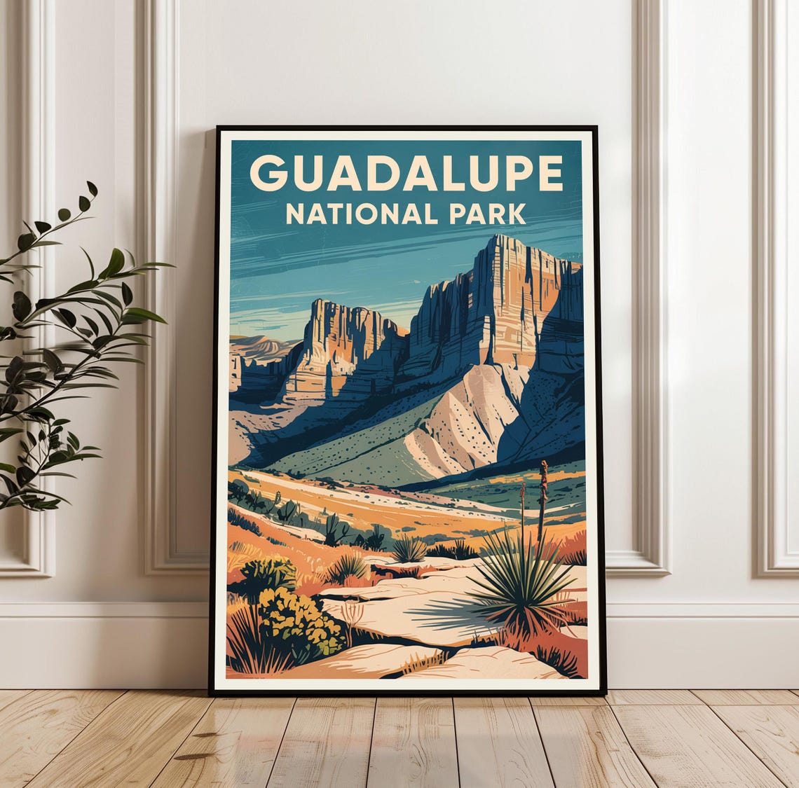 Guadalupe National Park Desert Cliffs Vintage Travel Poster Gift