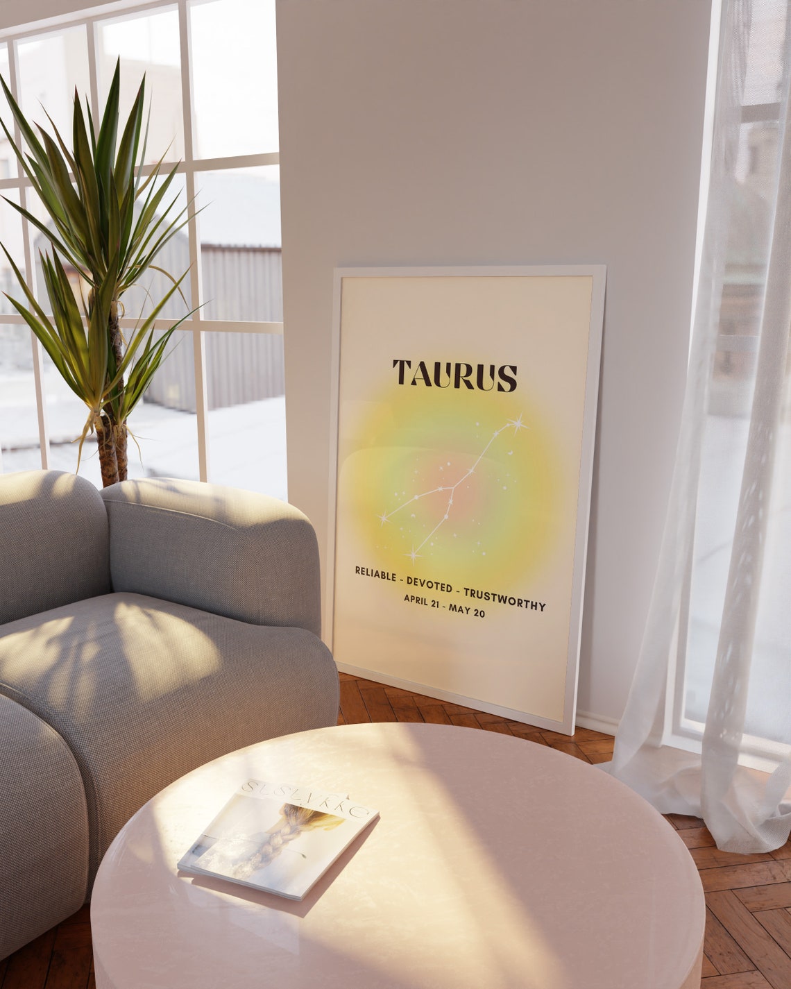 Taurus Zodiac Reliable Yellow Aura Constellation Star Sign Poster - Image 4