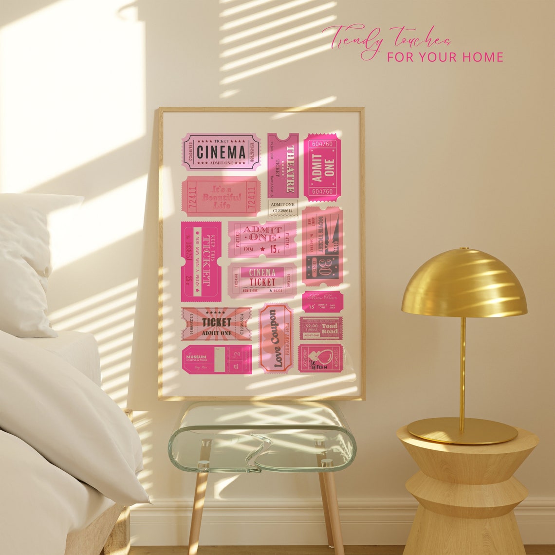 Pink Retro Vintage Cinema Ticket Stubs Collage Admit One Poster - Image 3