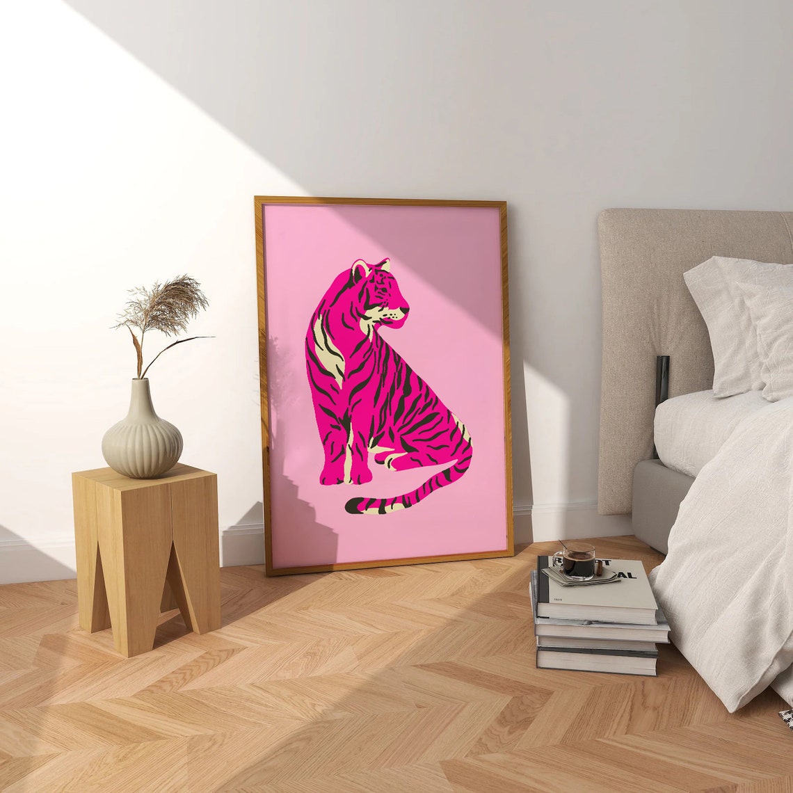 Pink Tiger Poster Print Cheetah Wall Art Trendy Wall Art Preppy Room Decor Maximalist Decor Boho Wall Art Boho Decor - Image 2