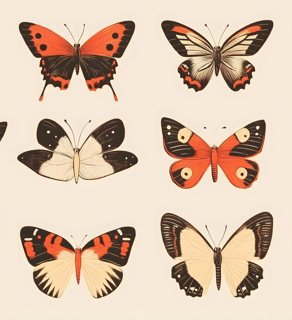 Vintage Butterfly Specimen Chart Orange Black Entomology Wall Art - Image 6