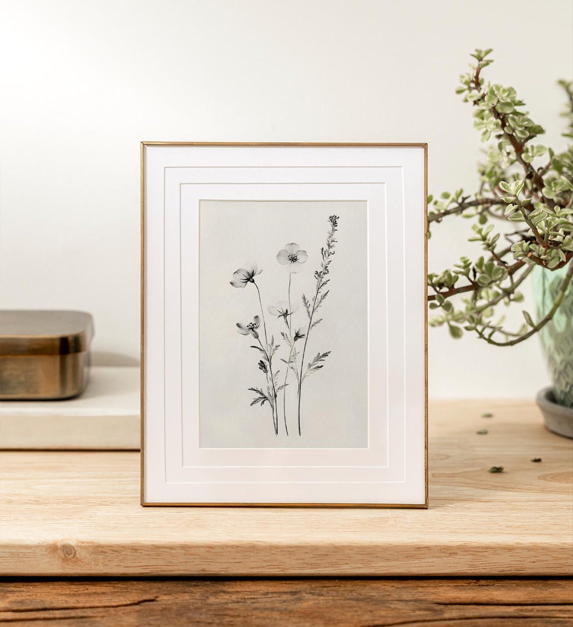 Black And White Botanical Wildflower Sketch Minimalist Art Print - Image 5