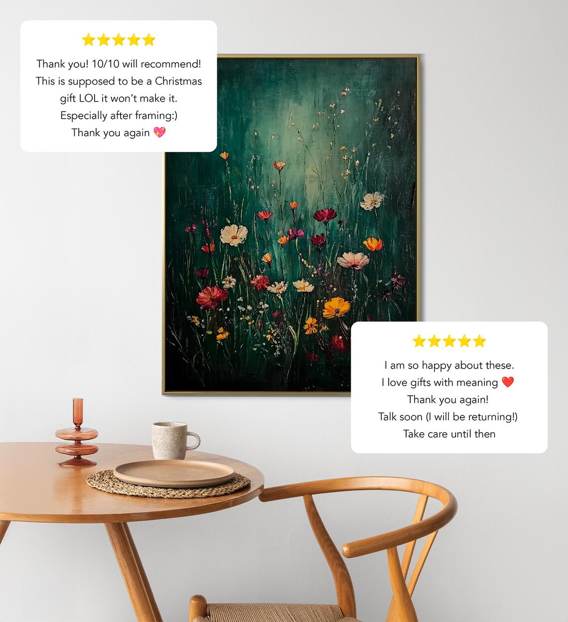 Dark Moody Wildflower Field Vintage Oil Painting Botanical Art Poster - Image 2