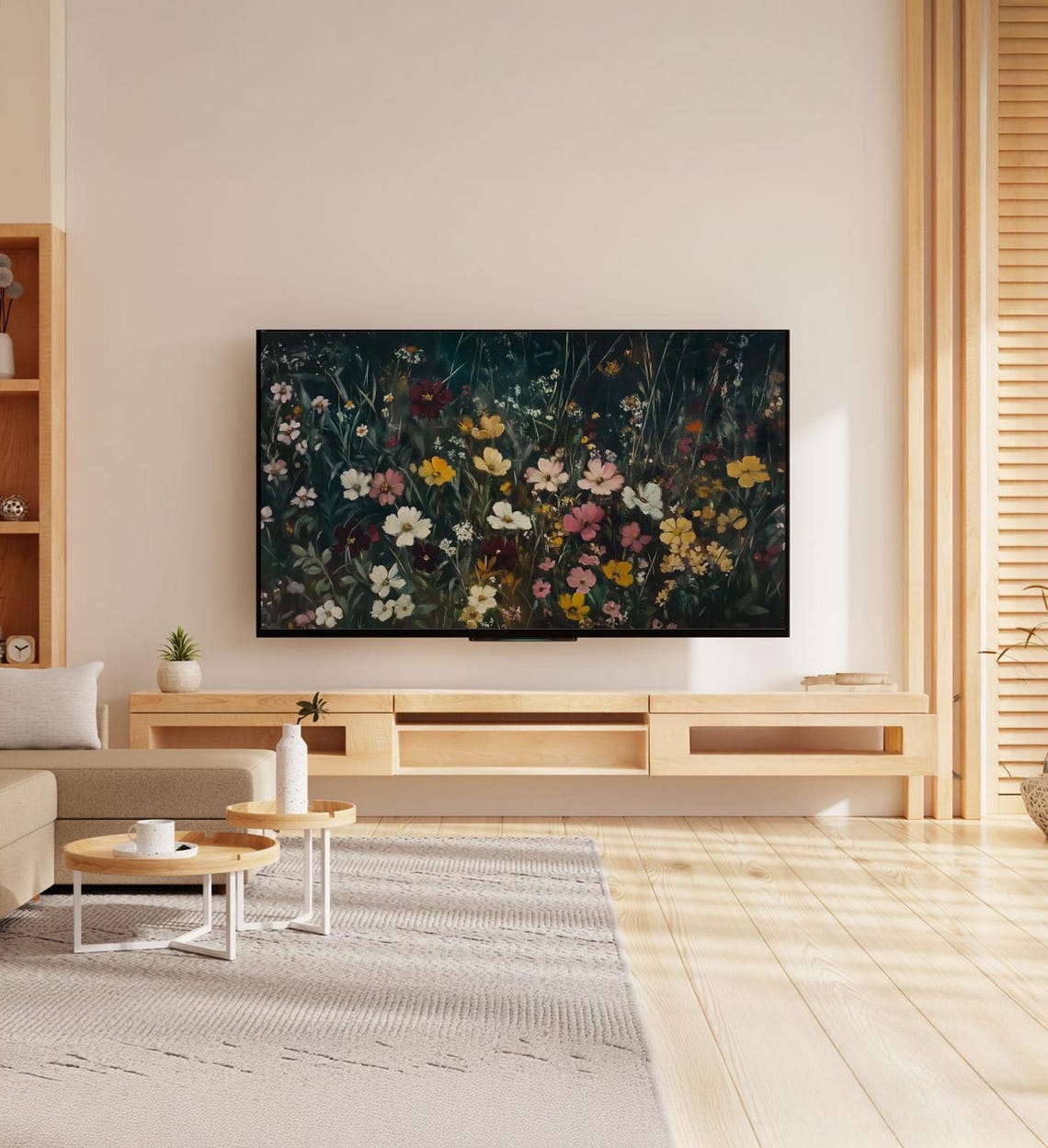 Moody Wildflower Garden Night Still Life Dark Botanical Art Poster - Image 7