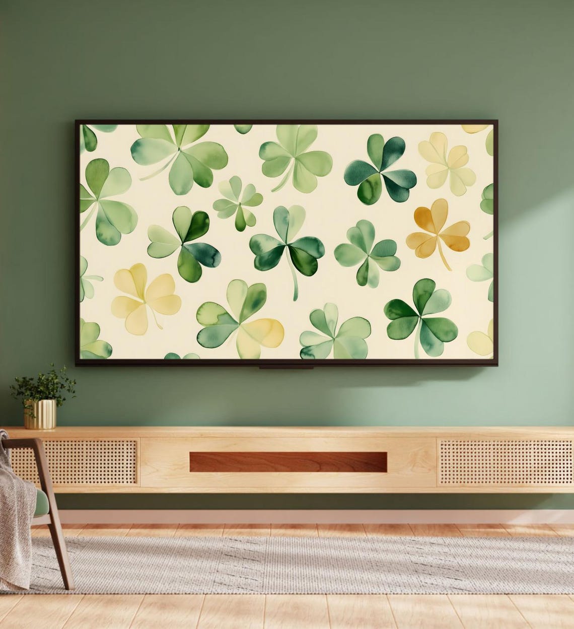 Watercolor Shamrock Pattern St Patricks Day Green Clover Art Poster - Image 5