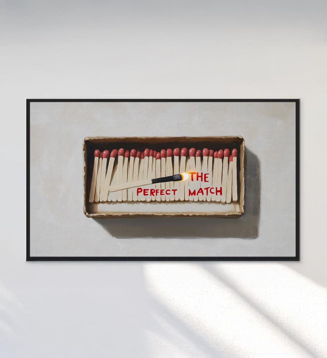 The Perfect Match Matchbox Painting Funny Love Pun Trendy Art Poster - Image 3