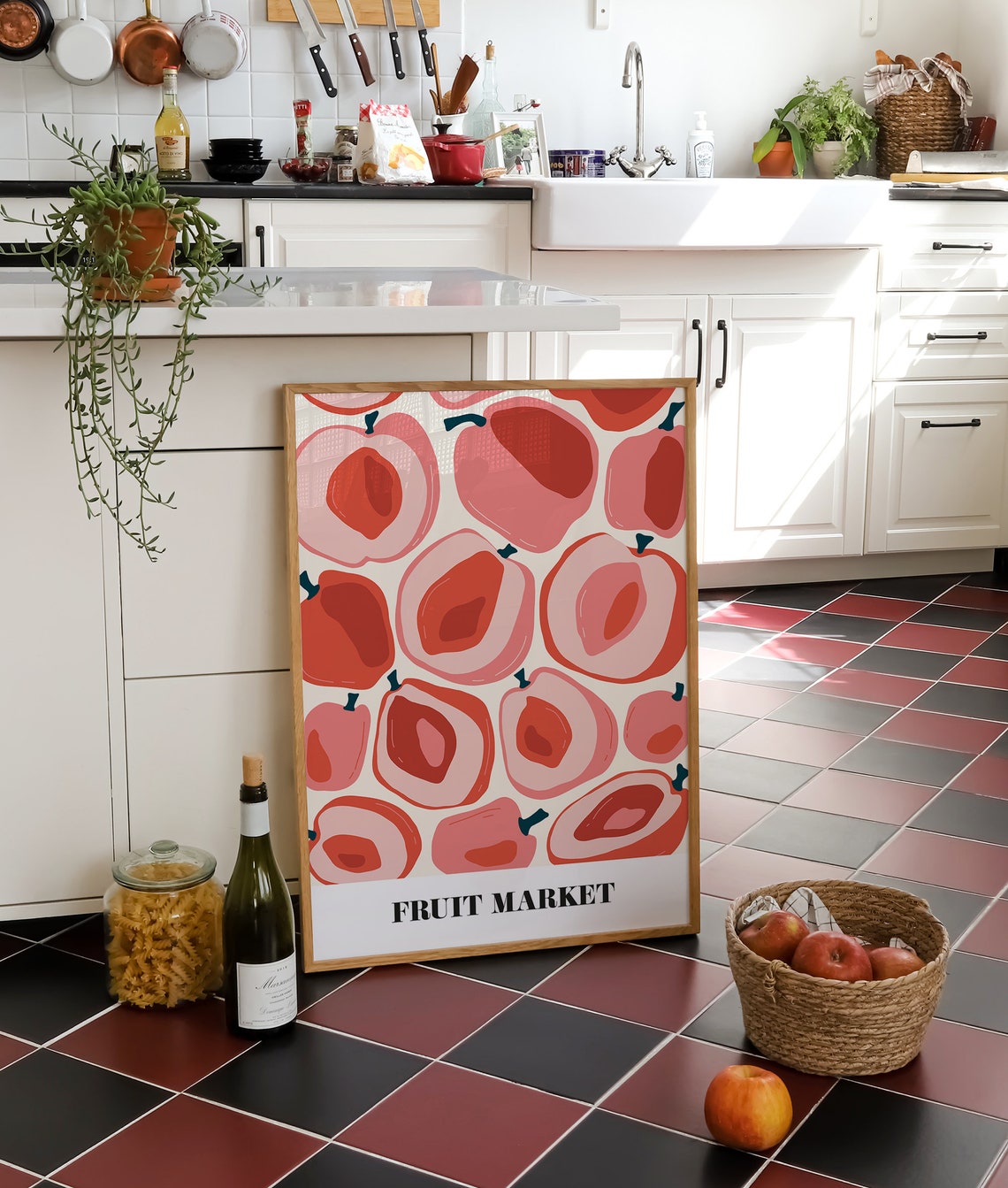 Peach Fruit Market Colourful Retro Botanical Style Kitchen Poster - Image 4