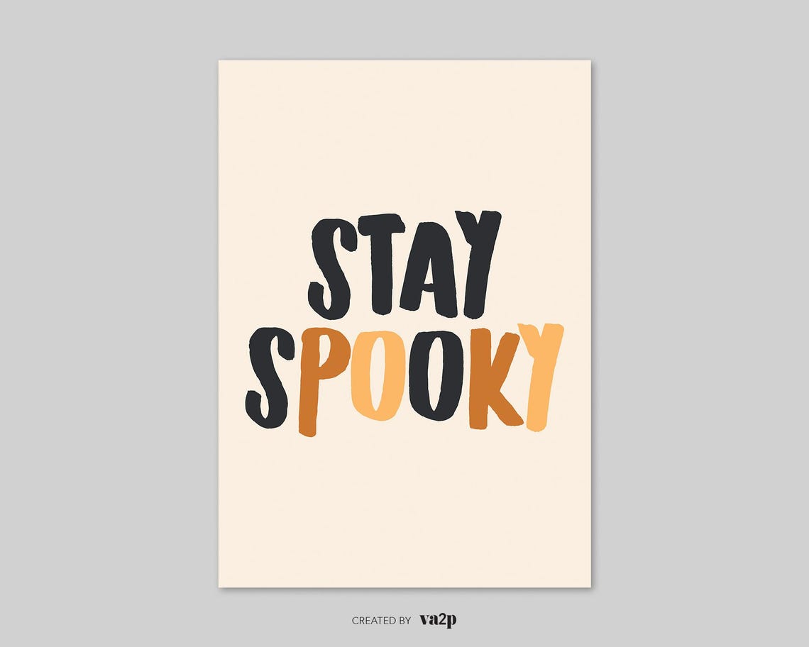 Stay Spooky Halloween Black Orange Brush Typography Quote Poster - Image 2