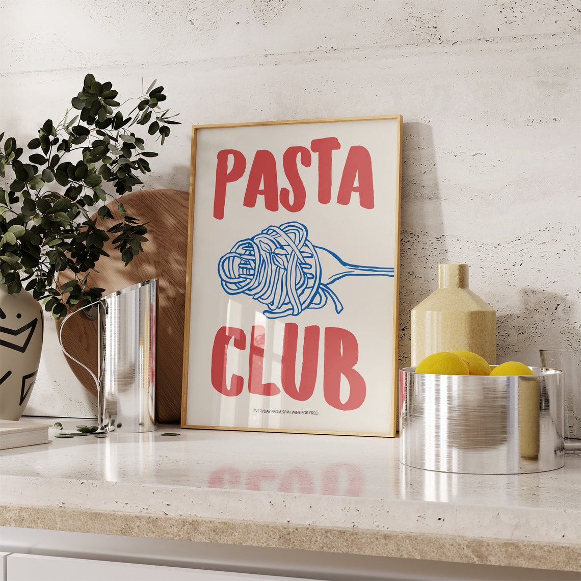 Pasta Club Retro Food Print, Kitchen Wall Art - Image 2