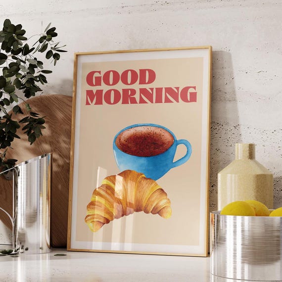 Trendy Coffee Print Good Morning Coffee Poster Coffee Lover Decor Coffee Cart Print Trendy Retro Poster Kitchen Print