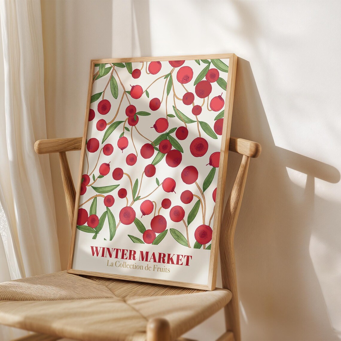 Christmas Winter Market Art Print, Botanical Holiday Decor - Image 2