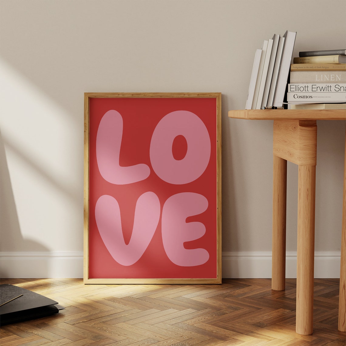 Love Groovy Retro Typography Pink Red Valentine Cute Wall Poster - Image 3