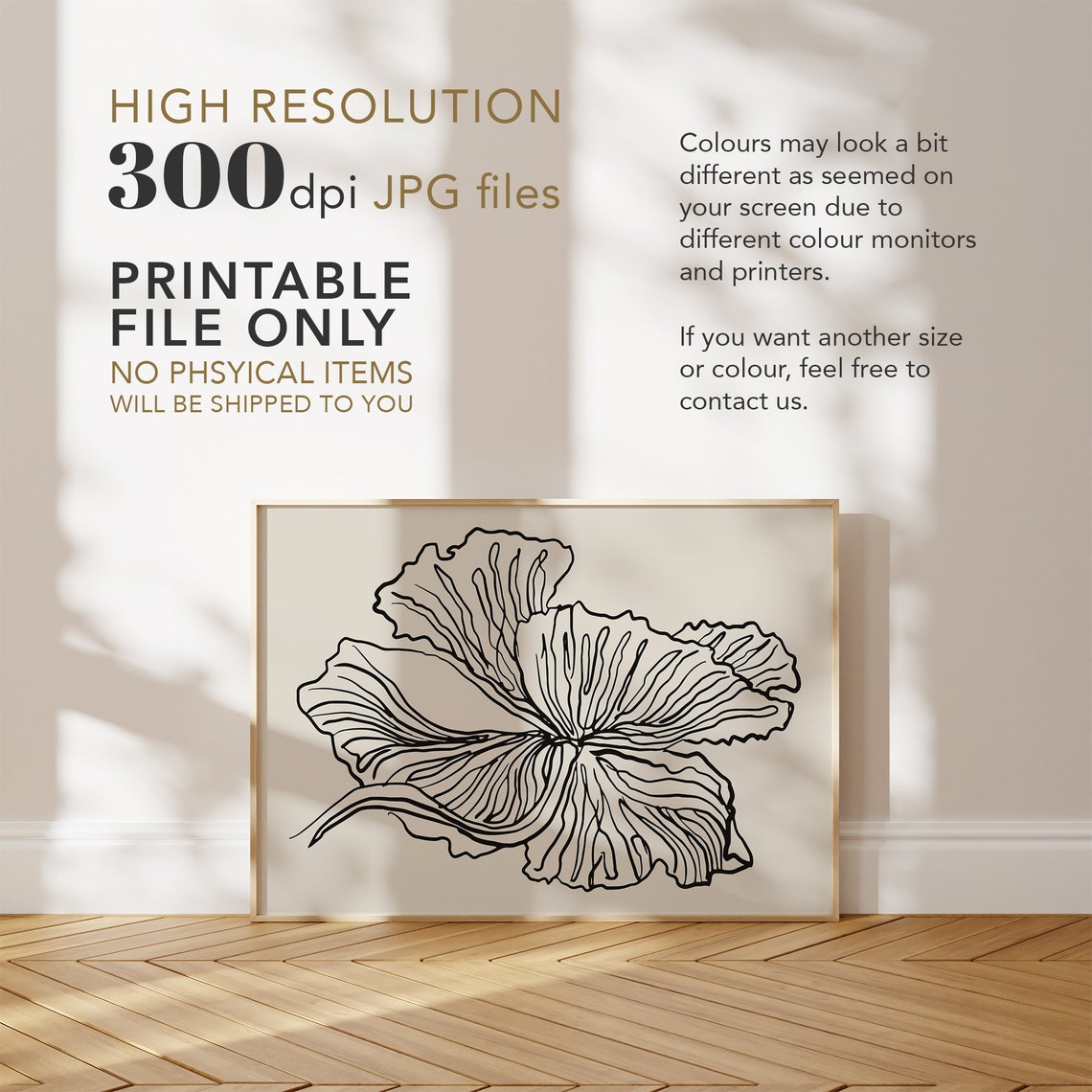 Black Line Art Flower Minimal Botanical Cream Modern Ink Draw Poster - Image 4