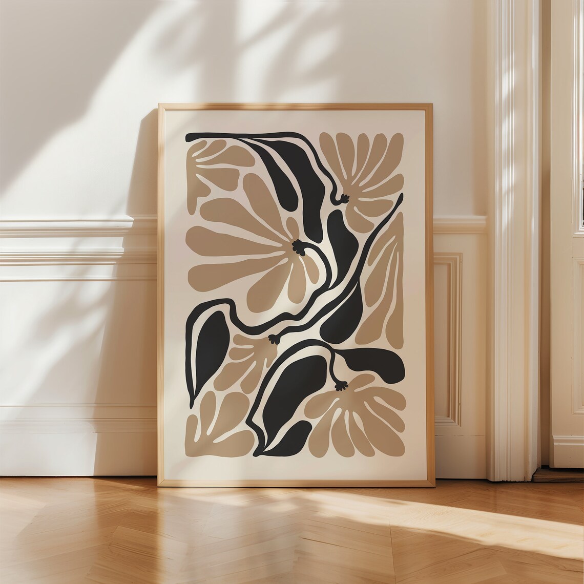 Boho Abstract Flowers Art Print, Vintage Botanical