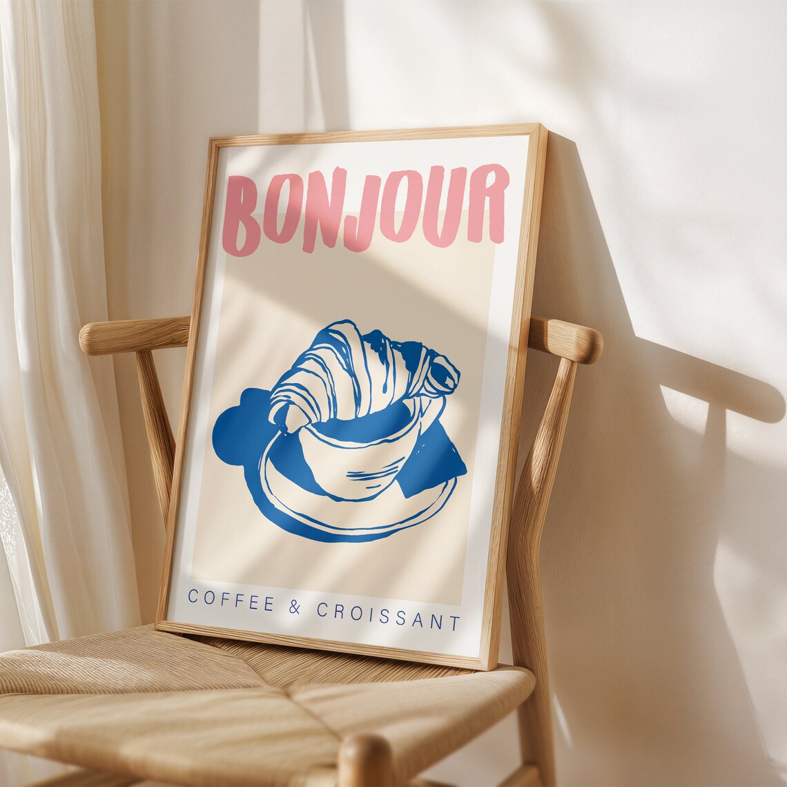 Retro French Coffee Croissant Kitchen Art Print - Image 2