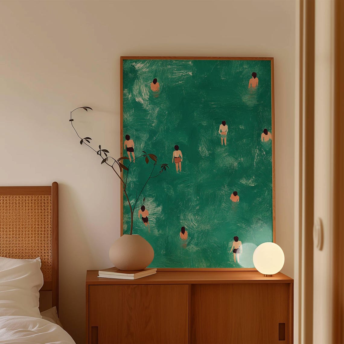 Tiny Swimmers In Emerald Pool Aerial Minimalist Art Decor Poster - Image 4
