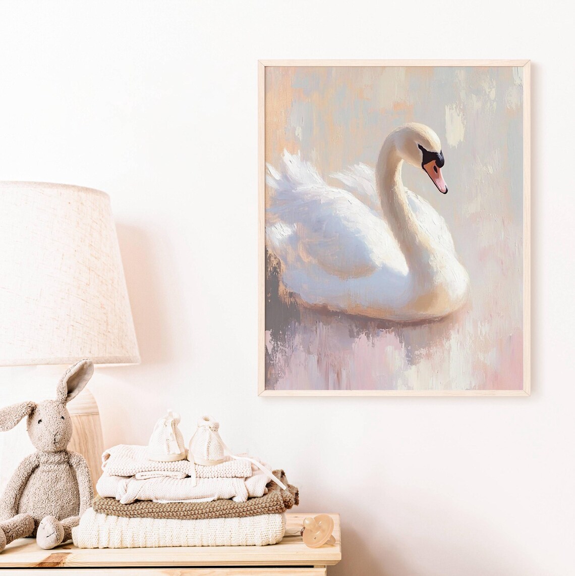 White Swan Vintage Nursery Decor Wall Art Print - Image 3