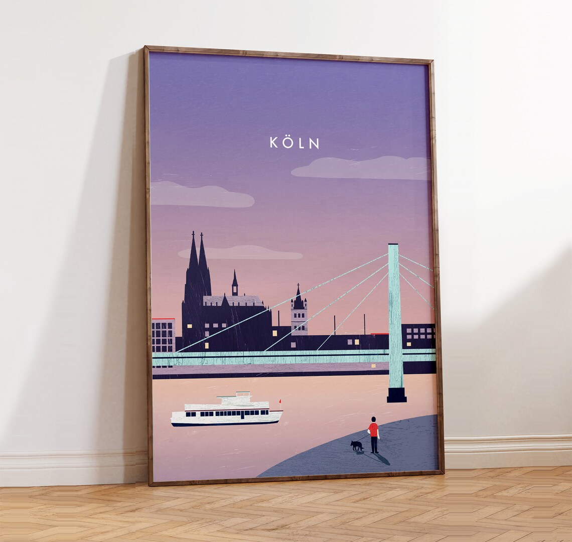 Cologne Cathedral Cityscape Poster, Minimalist Travel Print