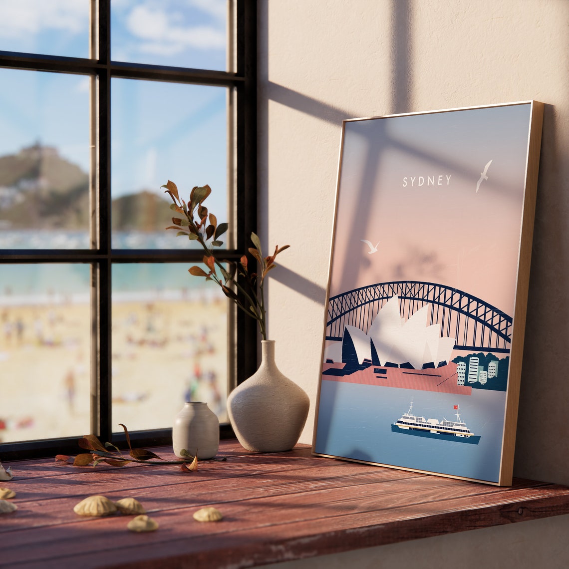 Sydney Australia Opera House Harbour Bridge Ferry Sunset Poster - Image 3