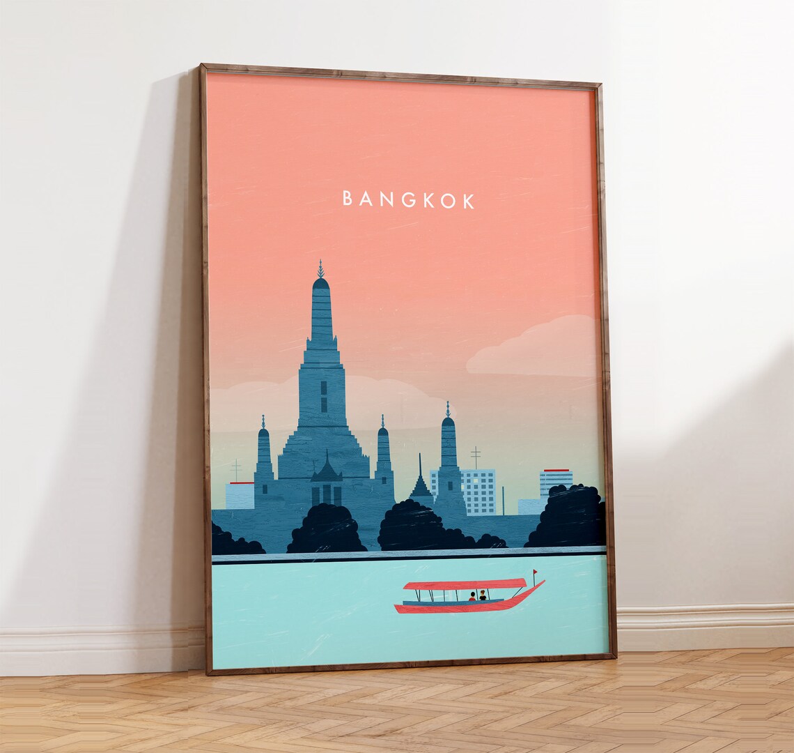 Bangkok Wat Arun Minimalist Travel Poster