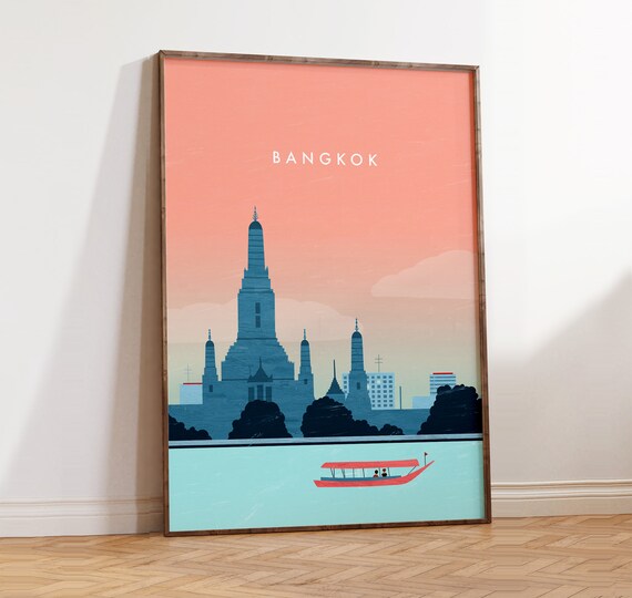 Bangkok Wat Arun Minimalist Travel Poster