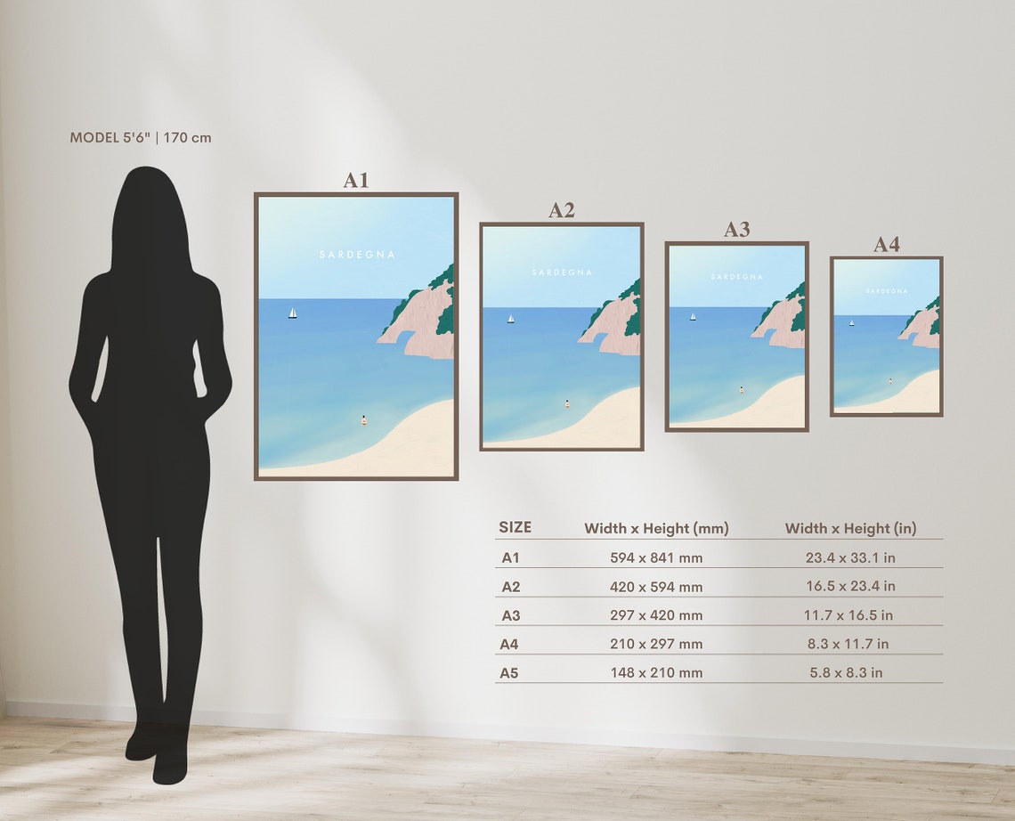 Sardinia Italy Sardegna Beach Cove Sailboat Minimalist Travel Poster - Image 2