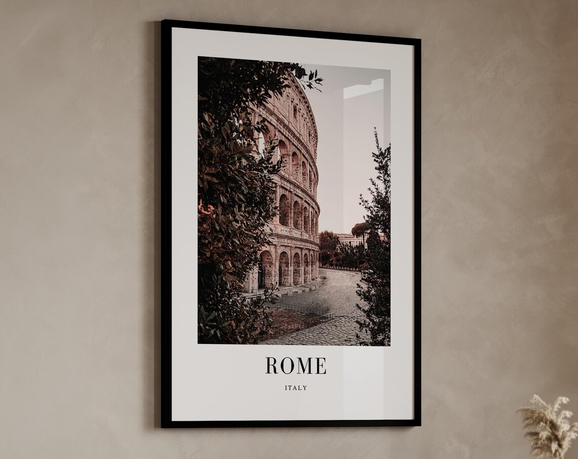 Rome Travel Poster, Maximalist Colosseum Skyline