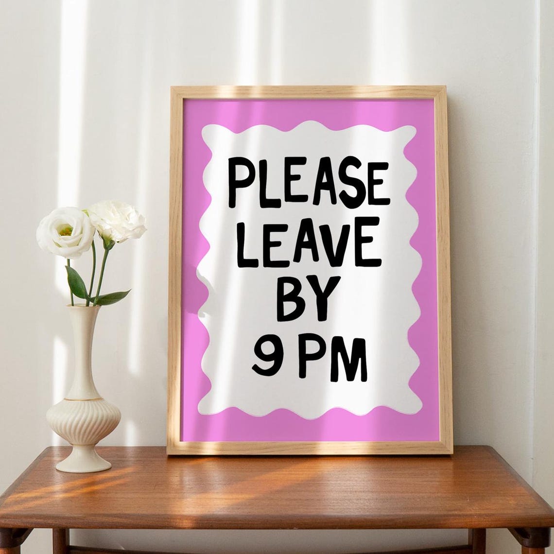 Funny Please Leave By 9pm Print Pink Preppy Dorm Decor