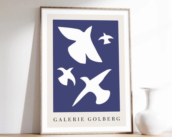 Minimalist Poster Matisse Art Gallery Birds Poster Abstract Art Blue Poster Golberg Gallery Museum Quality Art Printing On Paper