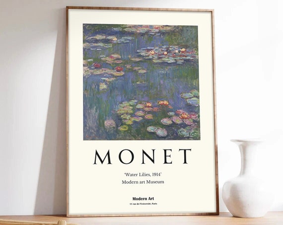 Monet Poster Water Lilies 1914 Nature Poster Art Print On Museum Quality Paper