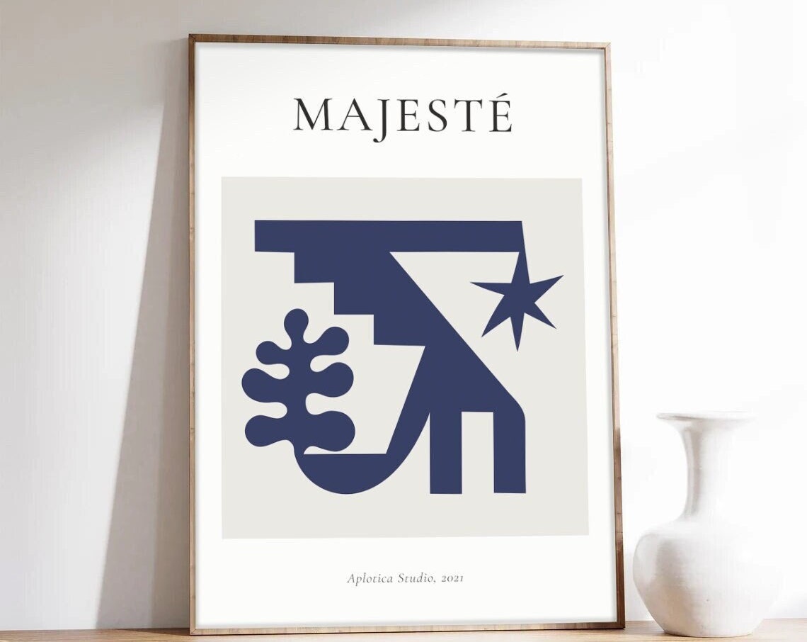 Majesté Navy Blue Abstract Geometric Star Art Exhibition Poster