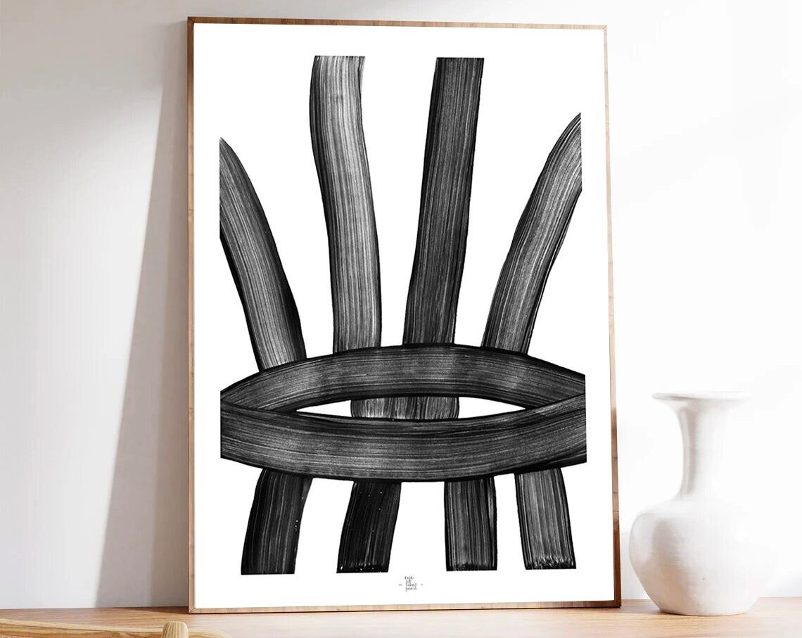 Woven Eye Of Black Brushstroke Strands Graphic Abstract Art Poster