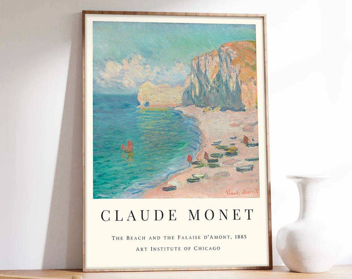 Claude Monet The Beach and the Falaise dAmont 1885 Seascape Poster