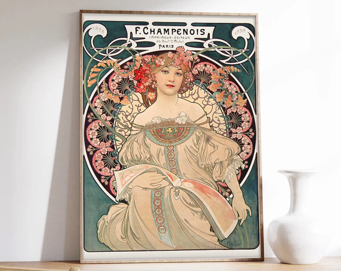 Alfons Mucha Art Nouveau Exhibition Poster, Art Print