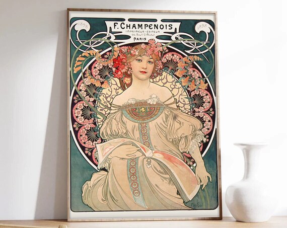 Alfons Mucha Art Nouveau Exhibition Poster, Art Print