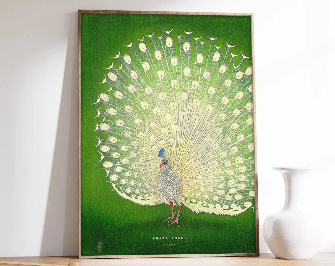 Japanese Peacock Poster, Ohara Koso Nature Art Print