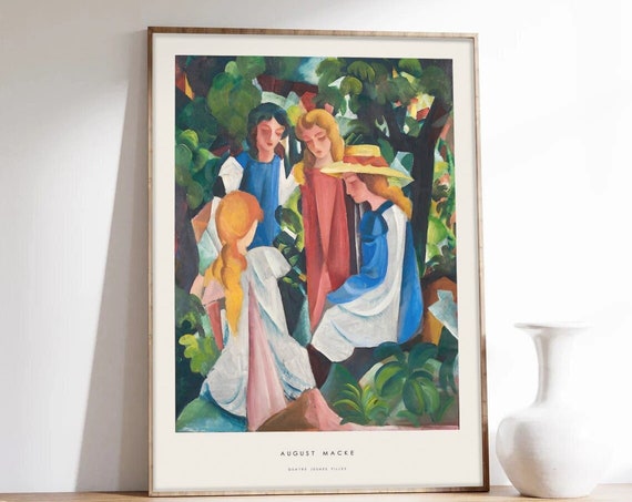 Macke Poster Four Young Girls August Macke Poster Exhibition Poster Art Print On Museum Quality Paper